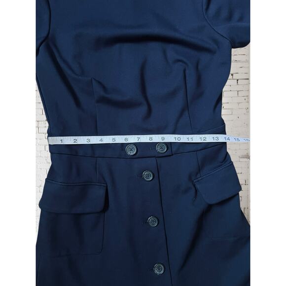 Brooks Brothers Red Fleece Womens Navy Button Front Sheath Dress Size Small - Picture 10 of 11